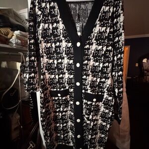 Chic Black and White Button-Down Cardigan